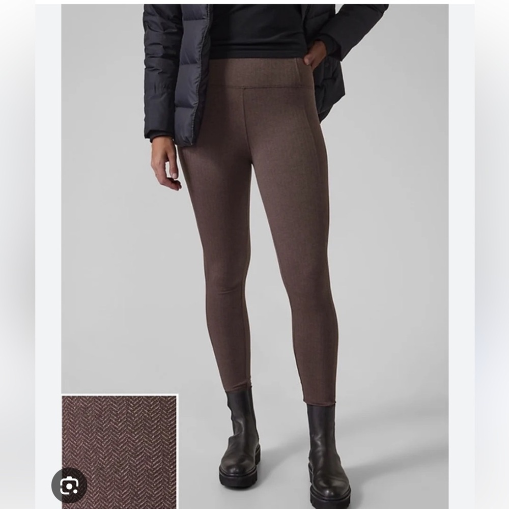 Athleta Women Medium Delancey Herringbone Tight Work Travel Strechy Leggings